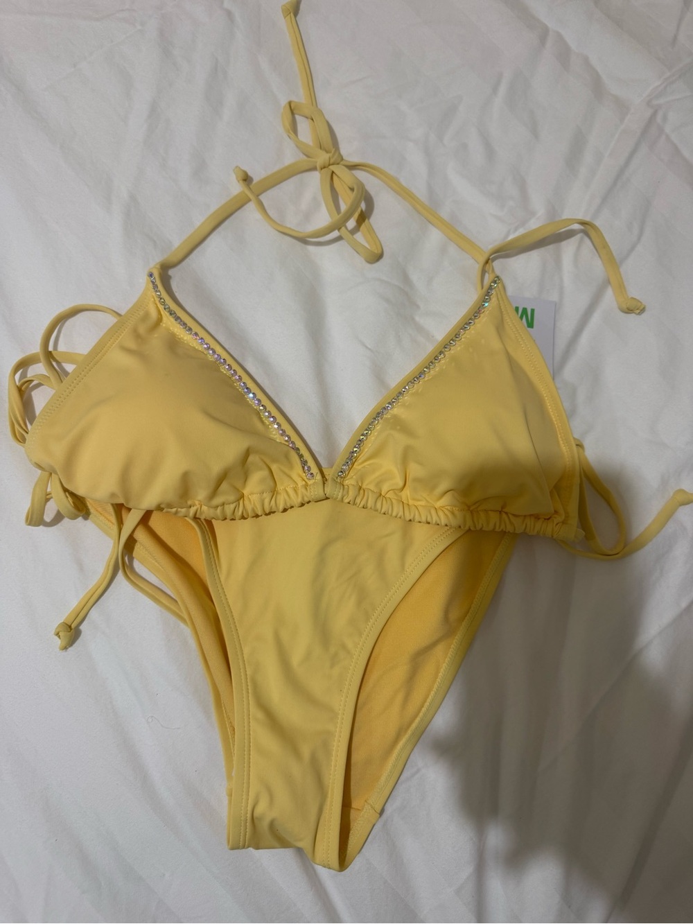 💛 Yellow Rhinestone Bikini – Size M ✨ - Picture 3 of 4